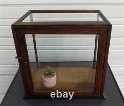 Countertop Showcase, General Store Display, Vintage Wood Framed Glass Case, F
