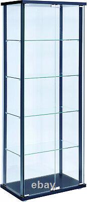 Curio Cabinet Display Case Showcase Glass Shelf Storage Doors shelves Black Art