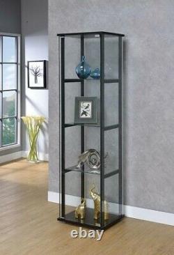 Curio Cabinet Glass Door Floor Standing Display Case Storage 4 Tier Shelves Home