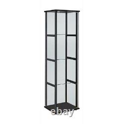 Curio Cabinet Glass Door Floor Standing Display Case Storage 4 Tier Shelves Home