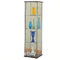Curio Cabinet Glass Storage Collectibles Display 4 Shelf Case Wood Furniture