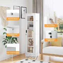 Curio Display Cabinet Glass Cabinet Metal Storage Cabinet with Adjustable Lock