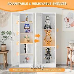 Curio Display Cabinet Glass Cabinet Metal Storage Cabinet with Adjustable Lock