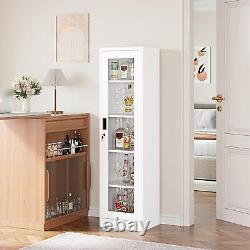 Curio Display Cabinet Glass Cabinet Metal Storage Cabinet with Adjustable Lock