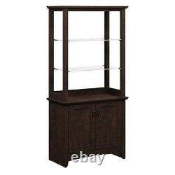 Curio Display Cabinet Library Cupboard Wood Glass Office Case Doors Storage Home