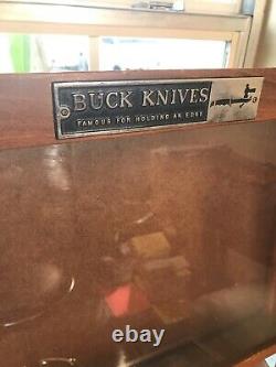 Custom Made Double Buck Knife General Store Counter Display Case Sign Dovetail