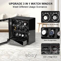 DUKWIN Compact Automatic 6 Watch Winder With 5 Watches Display Storage Box Case