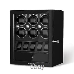 DUKWIN Compact Automatic 6 Watch Winder With 5 Watches Display Storage Box Case