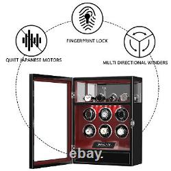 DUKWIN Fingerprint Automatic 6 Watch Winder With 4 Watch Storage Display Case
