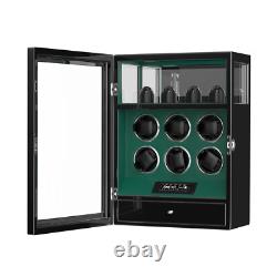 DUKWIN Fingerprint Automatic 6 Watch Winder with 4 Watch Storage Display Case
