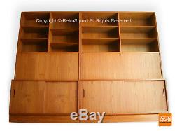 Danish Modern Teak Desk Storage Credenza Wall Unit Display Book Case Hundevad