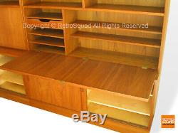 Danish Modern Teak Desk Storage Credenza Wall Unit Display Book Case Hundevad