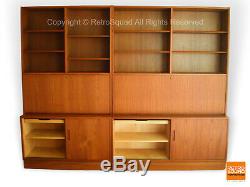 Danish Modern Teak Desk Storage Credenza Wall Unit Display Book Case Hundevad