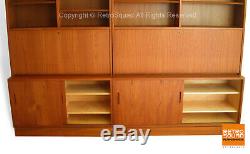 Danish Modern Teak Desk Storage Credenza Wall Unit Display Book Case Hundevad