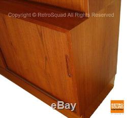 Danish Modern Teak Desk Storage Credenza Wall Unit Display Book Case Hundevad