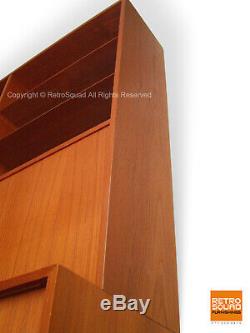 Danish Modern Teak Desk Storage Credenza Wall Unit Display Book Case Hundevad