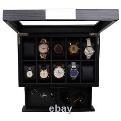 Decorebay Busy Man Luxury Watch Box Display Case and Jewelry Organizer for Men