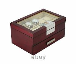 Decorebay Cherry Oak Wood 20 Slot Watch display case and Jewelry Box Storage