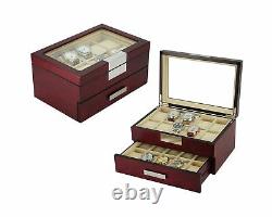 Decorebay Cherry Oak Wood 20 Slot Watch display case and Jewelry Box Storage