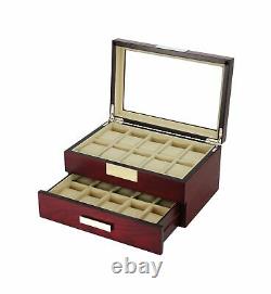 Decorebay Cherry Oak Wood 20 Slot Watch display case and Jewelry Box Storage