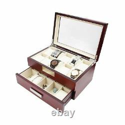 Decorebay Cherry Oak Wood 20 Slot Watch display case and Jewelry Box Storage