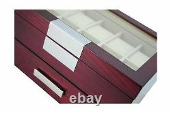 Decorebay Cherry Oak Wood 20 Slot Watch display case and Jewelry Box Storage