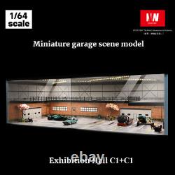Diorama 1/64 Diecast Garage Model LED Parking Lot Model Display Case Storage US