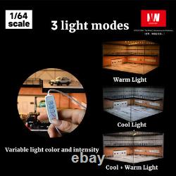 Diorama 1/64 Diecast Garage Model LED Parking Lot Model Display Case Storage US