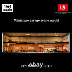 Diorama 1/64 Diecast Garage Model LED Parking Lot Model Display Case Storage US