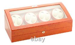 Diplomat 8 + 9 Watch Winder with Storage Burl Finish Cream Leatherette 31-419