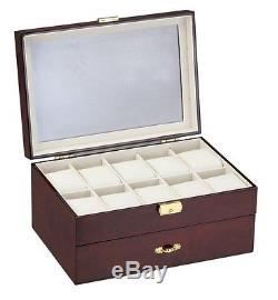 Diplomat Burlwood Ten Watch Storage Display Box Organizer Chest Case
