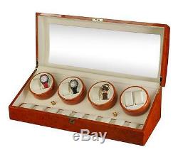 Diplomat Estate Burlwood Eight 8 Watch Winder Wood Display Storage Case Box NEW