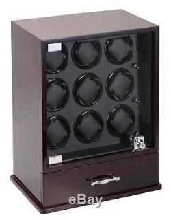 Diplomat Nine 9 Automatic Watch Winder Black Wood Display Storage Case Box NEW