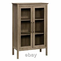 Display Cabinet Storage Curio Case China Wood Glass Shelves Modern Farmhouse NEW