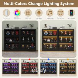 Display Cabinet with Acrylic Glass Doors, 3-Tiers Curio Cabinet with LED Lighting Display Cabinet with Acrylic Glass Doors, 3-Tiers Curio Cabinet with LED Lighting