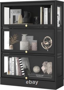Display Cabinet with Acrylic Glass Doors, 3-Tiers Curio Cabinet with LED Lighting Display Cabinet with Acrylic Glass Doors, 3-Tiers Curio Cabinet with LED Lighting