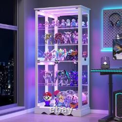 Display Cabinet with Adjustable Shelves, 5-Tier RGB Storage Cabinet for Dolls