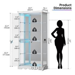 Display Cabinet with Adjustable Shelves, 5-Tier RGB Storage Cabinet for Dolls