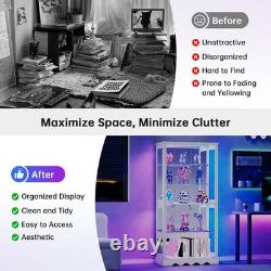 Display Cabinet with Adjustable Shelves, 5-Tier RGB Storage Cabinet for Dolls