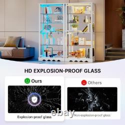 Display Cabinet with Adjustable Shelves, 5-Tier RGB Storage Cabinet for Dolls