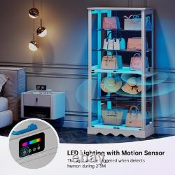 Display Cabinet with Adjustable Shelves, 5-Tier RGB Storage Cabinet for Dolls