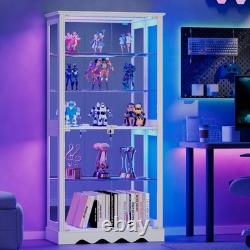 Display Cabinet with Adjustable Shelves, 5-Tier RGB Storage Cabinet for Dolls