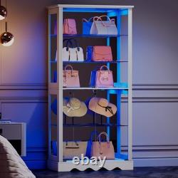 Display Cabinet with Adjustable Shelves, 5-Tier RGB Storage Cabinet for Dolls