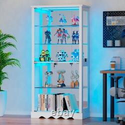 Display Cabinet with Adjustable Shelves, 5-Tier RGB Storage Cabinet for Dolls