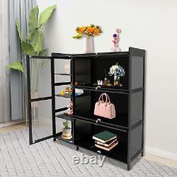 Display Cabinet with Doors, Clear Display Case for Figures, Multifunctional Bamb