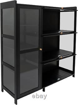 Display Cabinet with Doors, Clear Display Case for Figures, Multifunctional Bamb