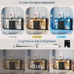 Display Cabinet with Glass Doors, Display case with 3 Drawer& Glass Shelves