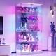 Display Cabinet with Glass Doors, Lockable Figure Display cases with RGB Lights