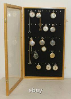 Display Case Wall Cabinet for Pocket Watches Collection Display Storage, withdoor