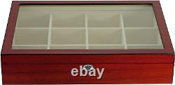 Display Case for 12 Ties Belts and Accessories Cherry Wood Storage